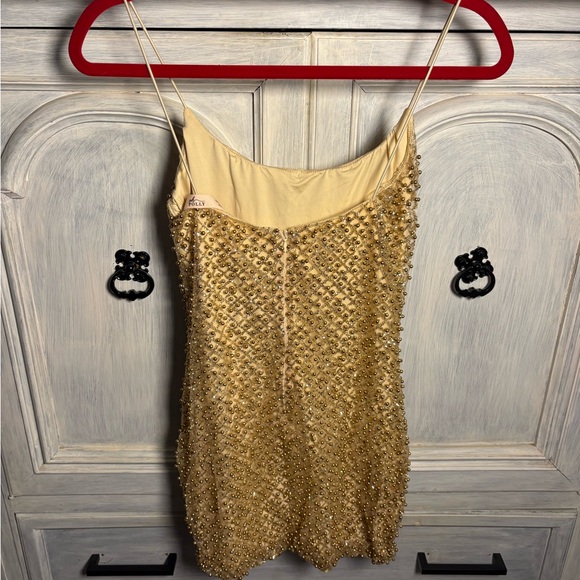 Oh Polly Drop A Glint Gold Embellished Mini Dress Cocktail Sexy - Picture 9 of 12